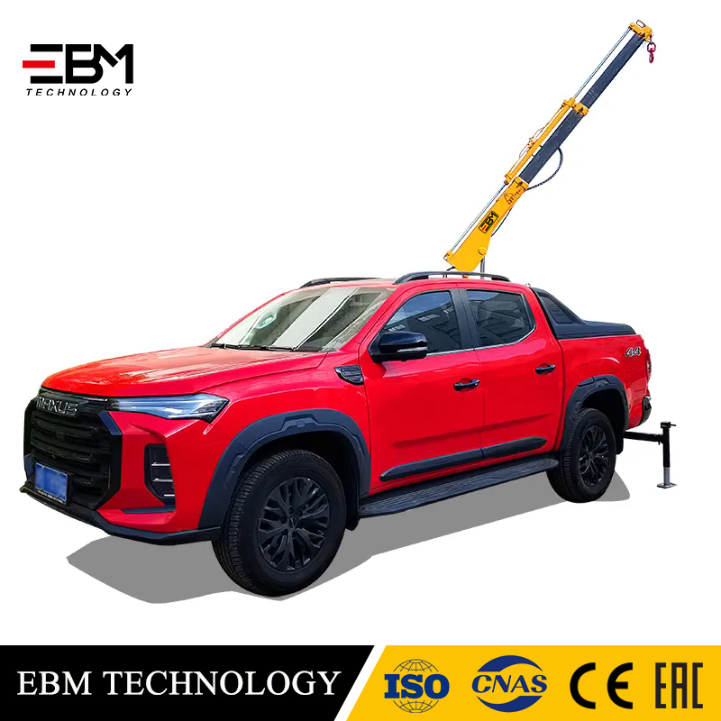 EBM 0.8Ton Portable Mini Pick Carry Jib Hydraulic Radio Control Remote Platform Manipulator Foldable Offroad Auto Small Pickup Crane lorries Truck crane