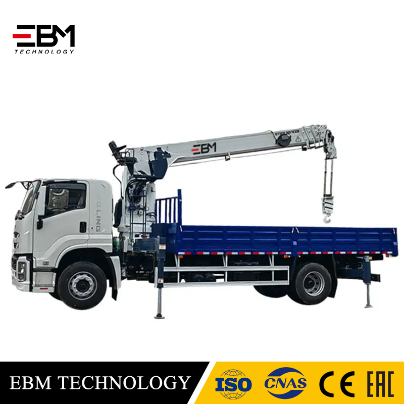 EBM 8 Ton Lifting Crane Hydraulic Truck Mounted Crane With Telescopic Boom Straight Arm Small Truck Crane High Quality Construction Machinery Mobile Lorry Crane China factory direct sale 